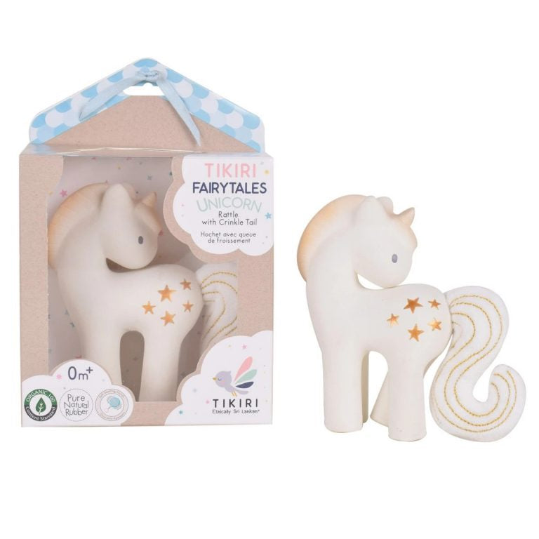 Shining Stars Unicorn Natural Rubber Rattle with Crinkle